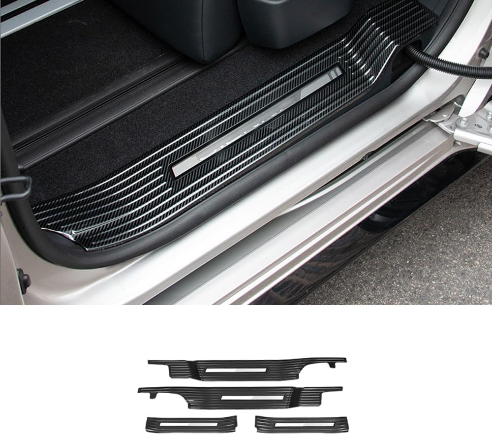 BRAND, CATEGORY, DOOR ENTRY GUARD, ERIDANUS, ERIDANUS Auto Accessories Fit for Toyota Sienna 2023 2022 2021 Inside Door Sill Scuff Plate Guard Cover Trim (Black B Style) Stainless Steel 4 PCS