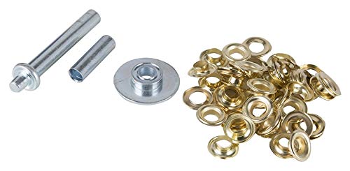 BRAND, CATEGORY, EDWARD TOOLS, GROMMET KITS, Edward Tools Grommet Kit 1/2” - Heavy Duty Brass Eyelet Grommets for Tarps, Fabric, Tent - Grommet Tools - Hole Punch, Setting Tool, Anvil - Stronger Rustproof Brass Metal Grommets - Tarp Repair Kit