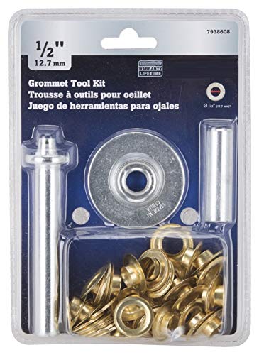 BRAND, CATEGORY, EDWARD TOOLS, GROMMET KITS, Edward Tools Grommet Kit 1/2” - Heavy Duty Brass Eyelet Grommets for Tarps, Fabric, Tent - Grommet Tools - Hole Punch, Setting Tool, Anvil - Stronger Rustproof Brass Metal Grommets - Tarp Repair Kit