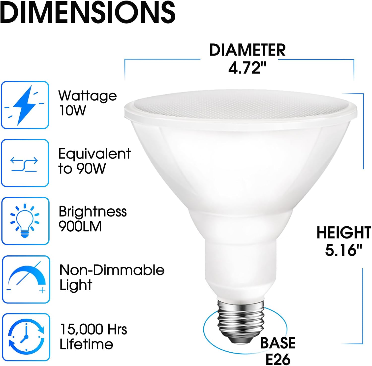 BRAND, CATEGORY, E ENERGETIC LIGHTING, LED BULBS, Energetic PAR38 LED Flood Light Outdoor Bulb, 3000K Warm White, 90 Watt Equivalent, Wet Rated, 900LM, E26 Base, Non-Dimmable, UL, 12 Pack Outdoor Flood Light Bulbs