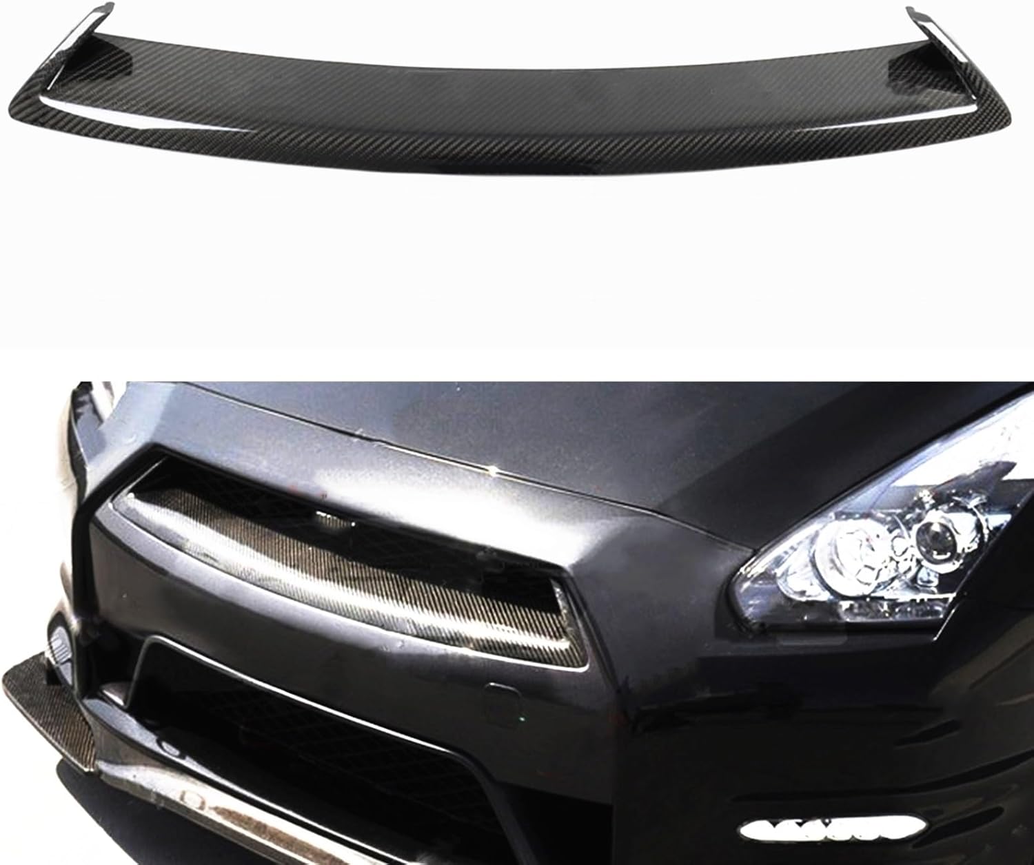 BRAND, CATEGORY, GRILLES, UNKOMN, Engine intake grille Front Grille Lip Trim Cover For nissans GTR GT-R R35 2012-2016 Carbon Fiber Car Upper Bumper Hood Air Vent Outlet Guard Plate Lid