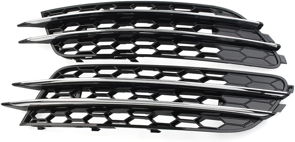 BRAND, CATEGORY, GRILLES, THREE T, Lirun Front Lower Hood Bumper Vent Fog Light Grille, Fog light Vent Honeycombs Mesh Style Front Bumper Cover Vent Grille For Audi A6 C7 Sedan 2012-2015Black&Chrome