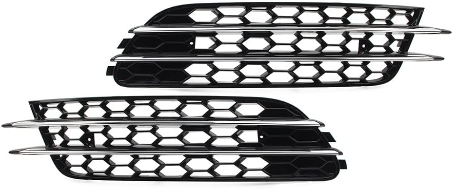 BRAND, CATEGORY, GRILLES, THREE T, Lirun Front Lower Hood Bumper Vent Fog Light Grille, Fog light Vent Honeycombs Mesh Style Front Bumper Cover Vent Grille For Audi A6 C7 Sedan 2012-2015Black&Chrome