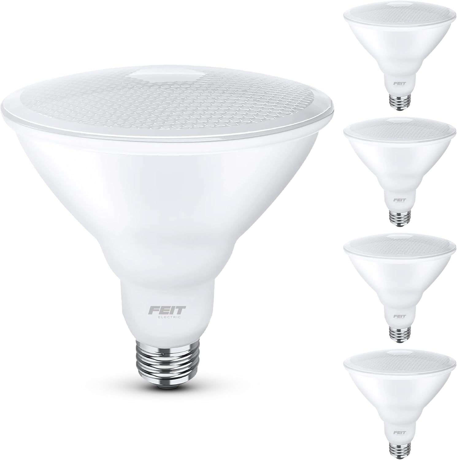 BRAND, CATEGORY, FEIT ELECTRIC, LED BULBS, Feit Electric LED PAR38 Bulbs, 75W Equivalent, Non Dimmable, 3000k Bright White, 750 Lumens, 10 Year Lifetime, E26 Base, PAR38 Flood Lights, CRI 90, Damp Rated, 4 Pack, PAR38/930CA10K/MP/4