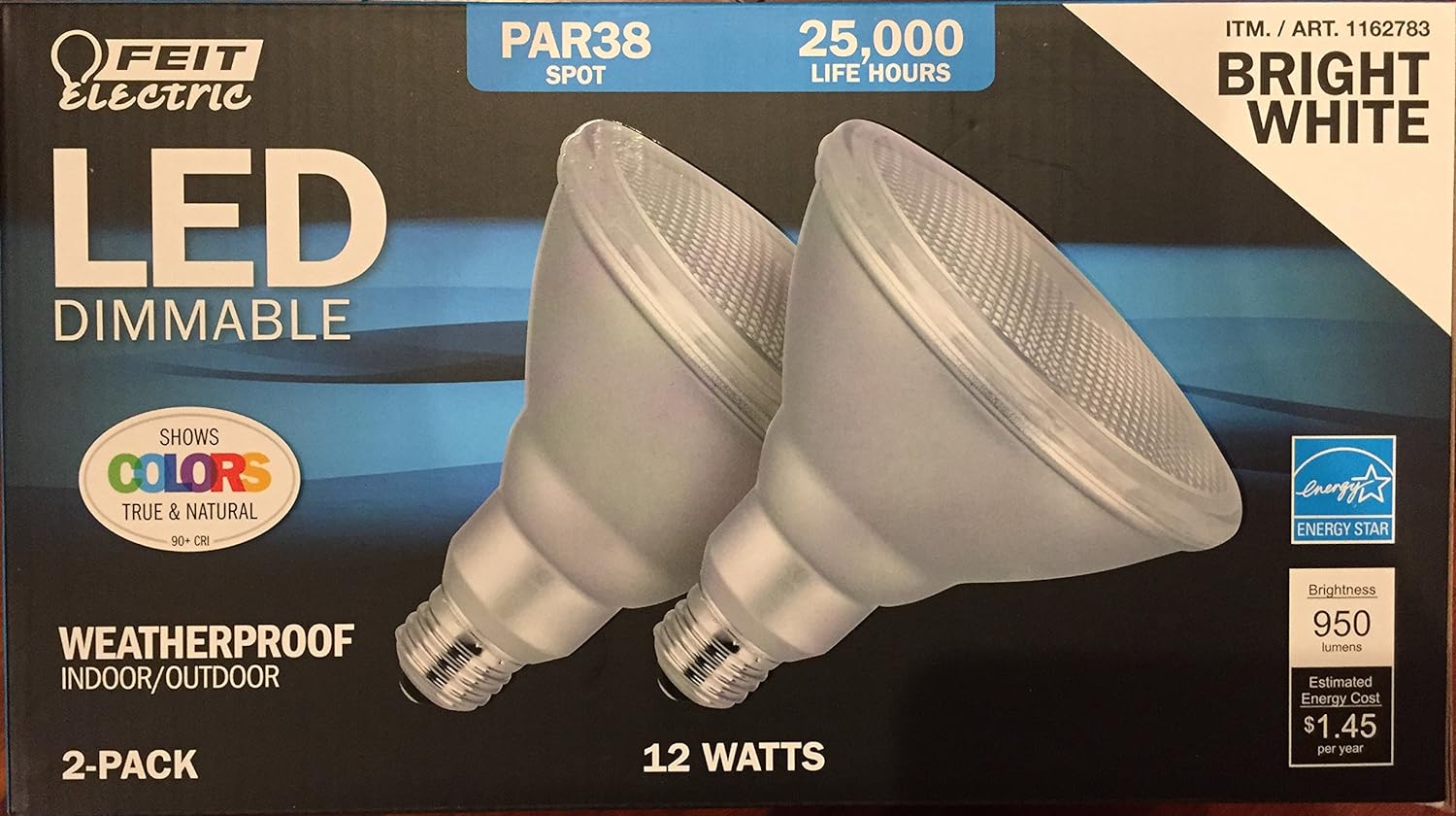 BRAND, CATEGORY, FEIT ELECTRIC, LED BULBS, Feit PAR38 Spot Dimmable LED Light Bulb 2-Pack