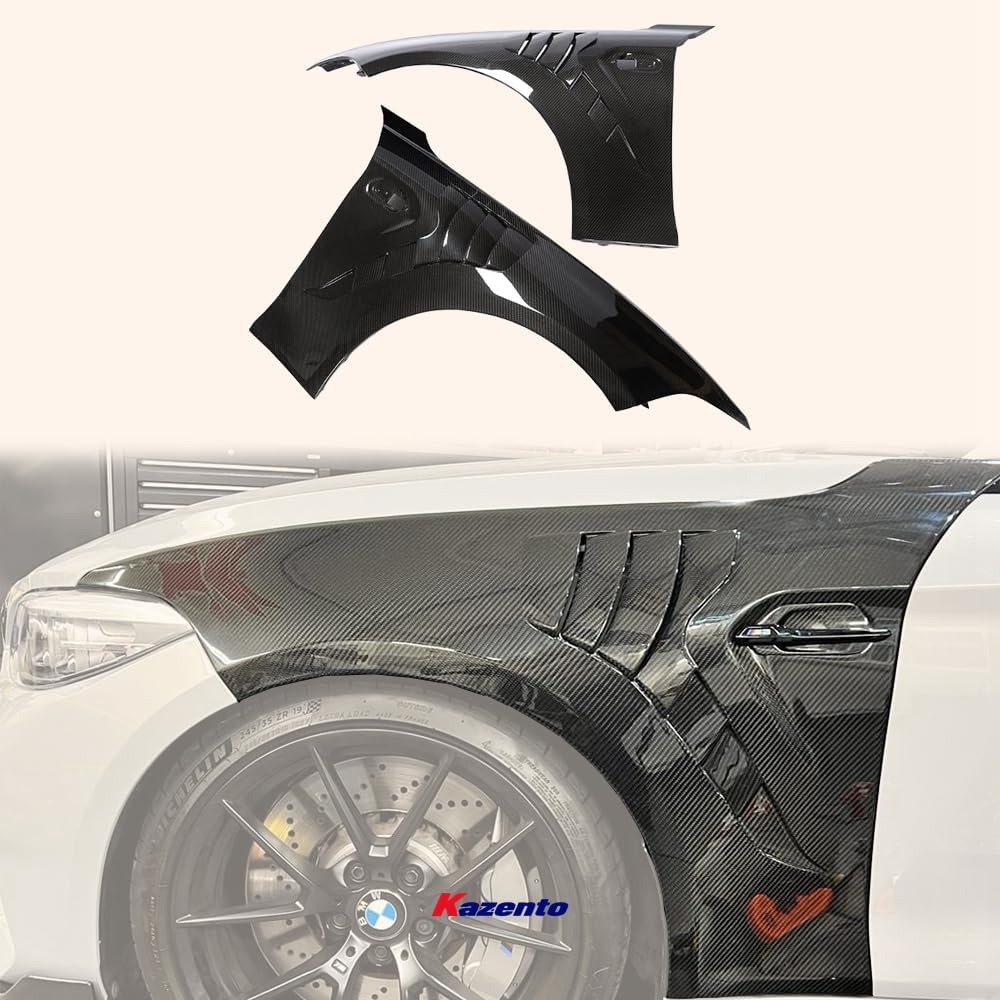 BRAND, CATEGORY, FENDERS, KAZENTO, For BMW F87 M2 M2C Vented Style Carbon Fiber Front Bumper Hood Fender Pair