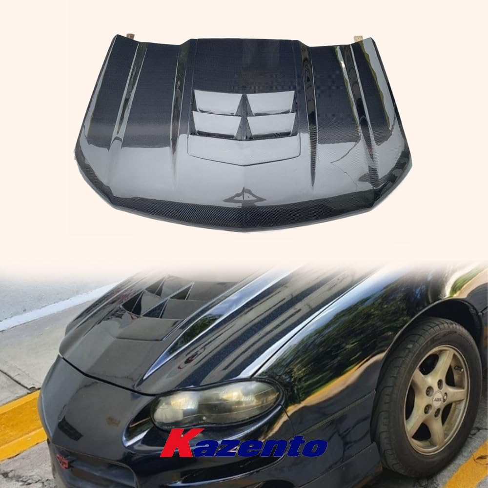 BRAND, CATEGORY, HOODS, KAZENTO, For Chevrolet Camaro 1998-2002 KZ Style Carbon Fiber Front Bumper Hood Bonnet