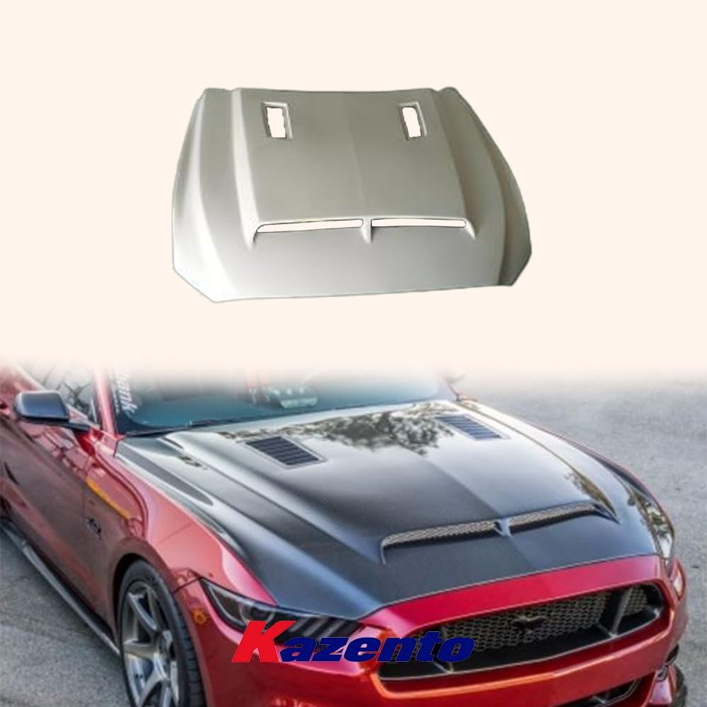 BRAND, CATEGORY, HOODS, KAZENTO, For Ford Mustang GT500 2015-2018 KZ Style FRP Unpaint Front Bumper Hood Bonnet