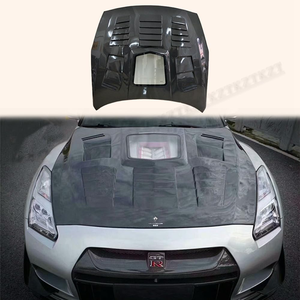 BRAND, CATEGORY, GENERIC, HOODS, For GTR R35 2017 For Nissan + Vented Clear Carbon Fiber Bonnet Hood