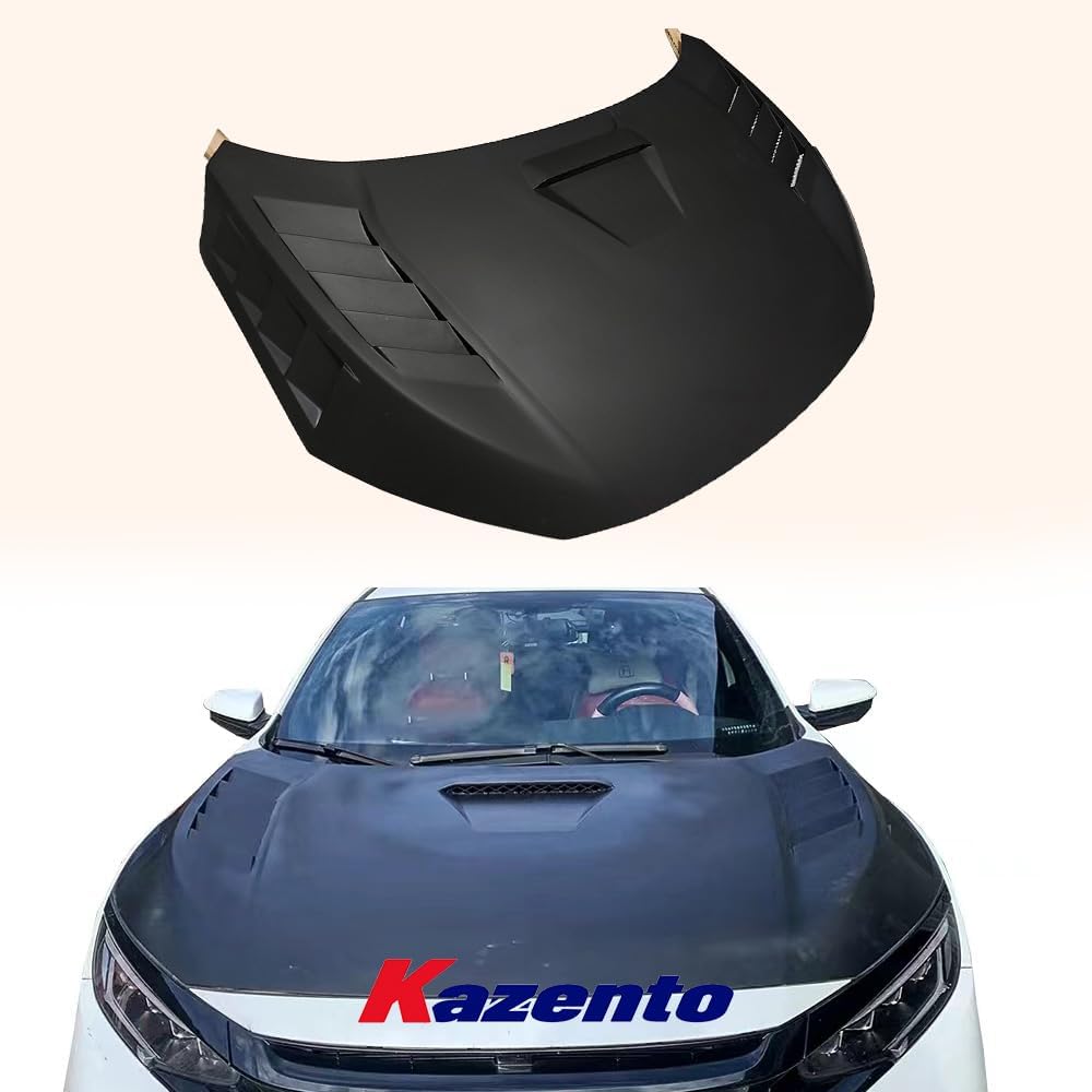 BRAND, CATEGORY, HOODS, KAZENTO, For Honda Civic FC FK7 2016-2022 Fiber Glass ADL Style Vented Front Hood Bonnet