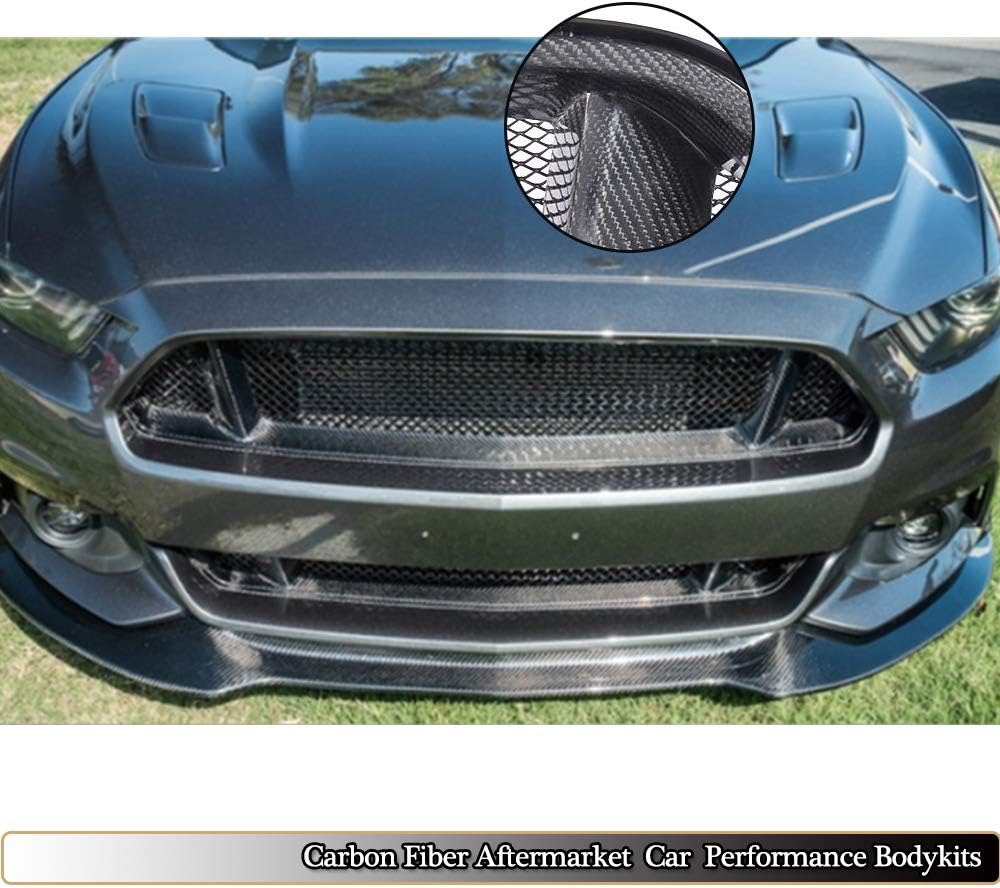 BRAND, CATEGORY, GRILLES, MCARCAR KIT, MCARCAR KIT Front Bumper Grill fits Ford Mustang GT V6 Shelby GT350R EcoBoost Coupe 2015 2016 2017 Car Racing Real Carbon Fiber Hood Air Vent Mesh Grille (Lower Grille)