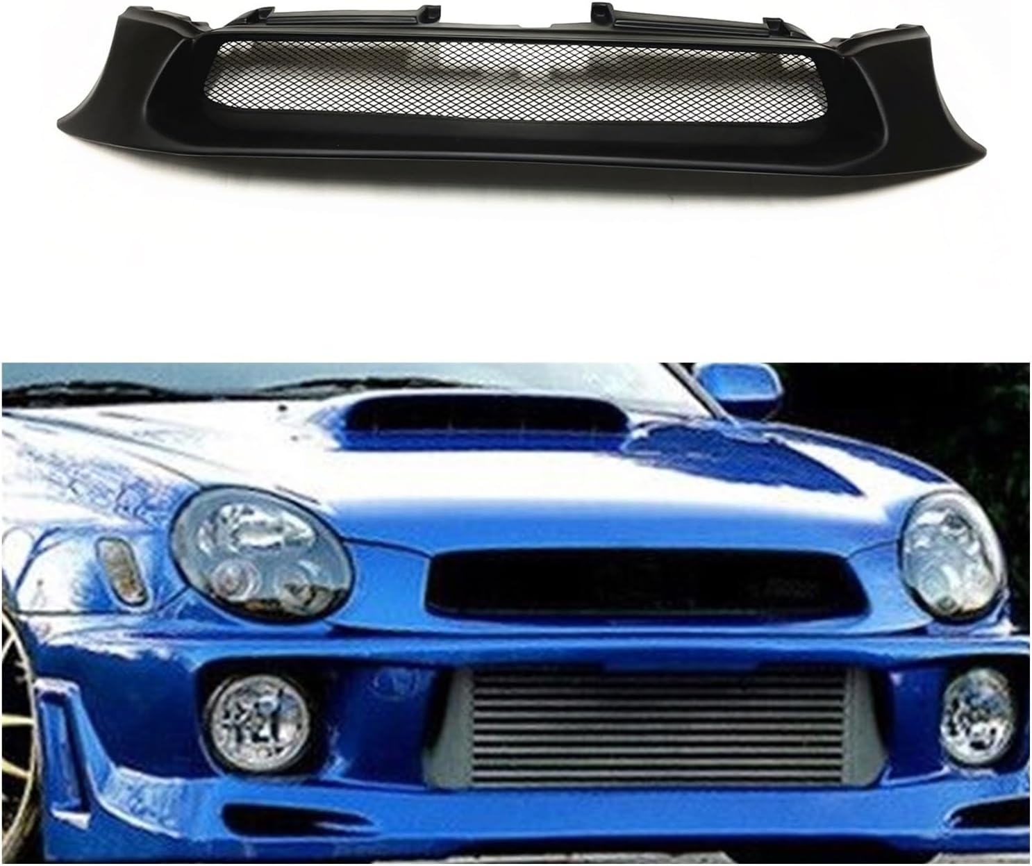 BRAND, CATEGORY, GRILLES, HUANGTABR, Front Bumper Grille Cover Gill Hood Upper Mesh Grid Air Outlet Vent Bonnet Compatible For Subaru JDM Impreza 2002-2003(Carbon Fiber)