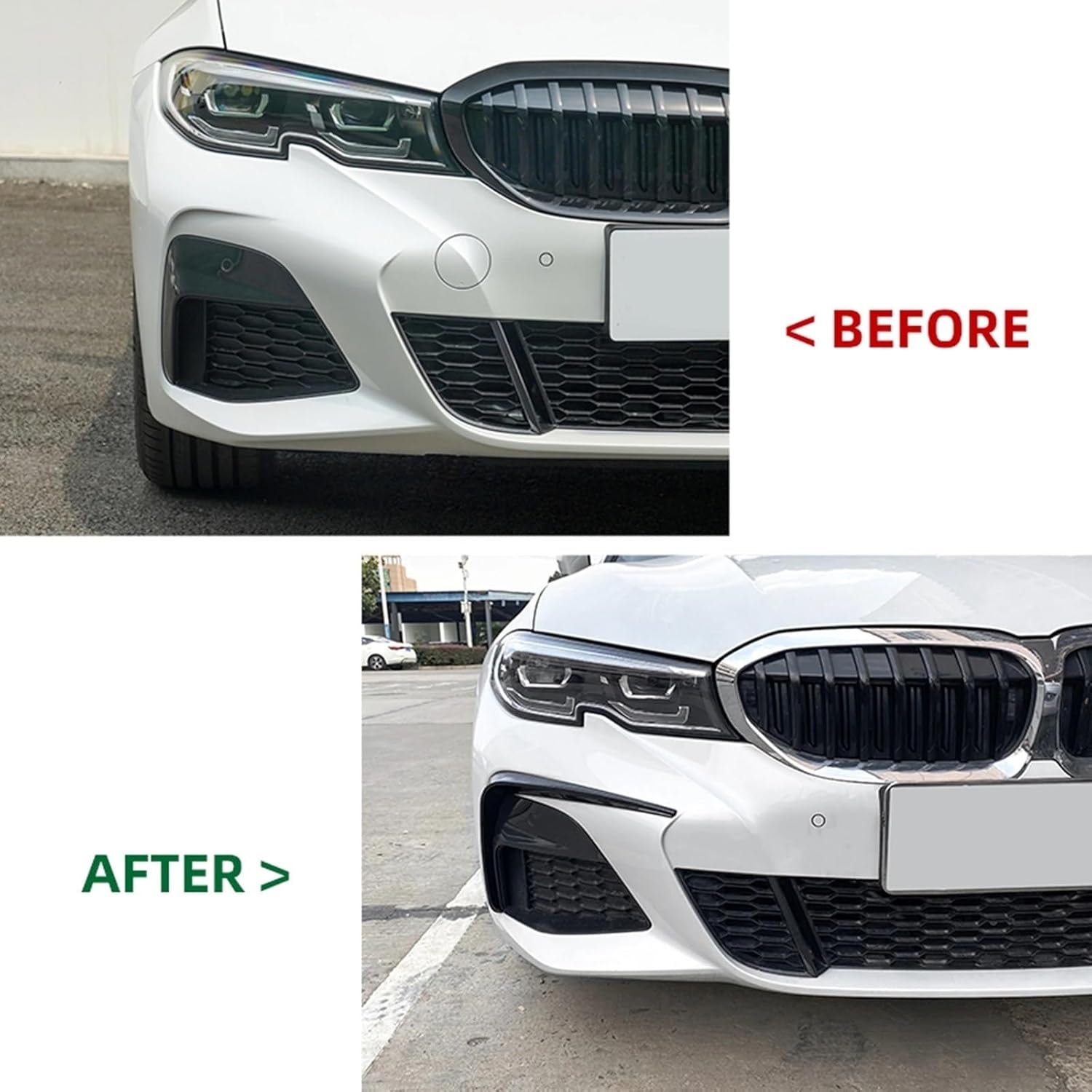 BODY, BRAND, CATEGORY, KYIUAOHUNFKLLINDJH, Front Bumper Side Spoiler Trim, Compatible for BMW 3 Series G20 G21 G28 M Sport 2019-2022 320i 325i, Car Air Vent Intake Hood Splitter Cover