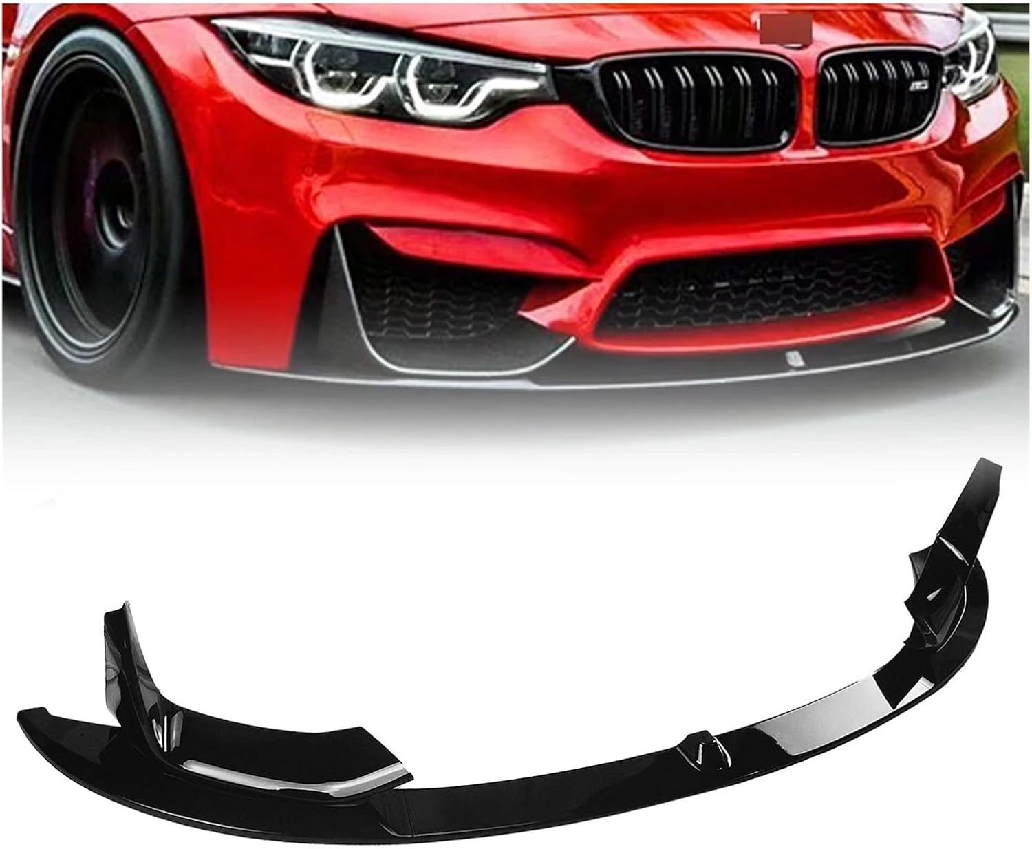 BODY, BRAND, CATEGORY, JYJJEJSB, Front Bumper Spoiler Lip Blade+Lower Side Air Vent Hood Cover Splitter Compatible for BMW F80 M3 F83 F82 M4 2015-2020 Front Bumper Surround(Glossy Black)