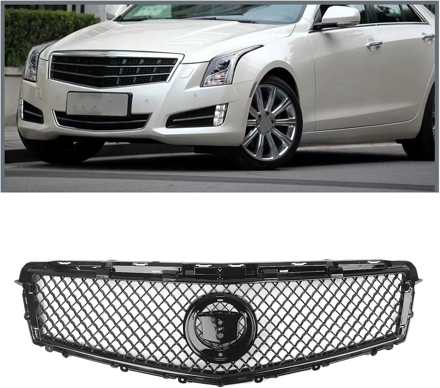 BRAND, CATEGORY, GRILLES, TYJFGJHG, Front Grille Compatible For Cadillac ATS 2013 2014 Sedan 4-Door Black Honeycomb Style Racing Grills Car Upper Bumper Hood Mesh Vent Grid