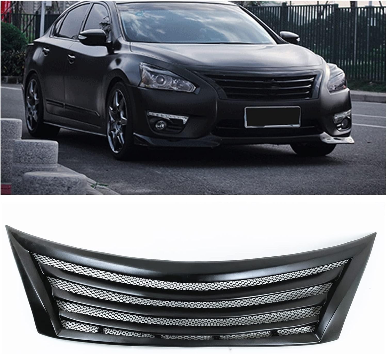 BRAND, CATEGORY, GRILLES, SCHAAN, Front Grille Compatible For Nissan Teana Altima 2013-2015 Racing Grill Matte Black Fiberglass Car Upper Bumper Hood Vent Radiator Mesh Grid