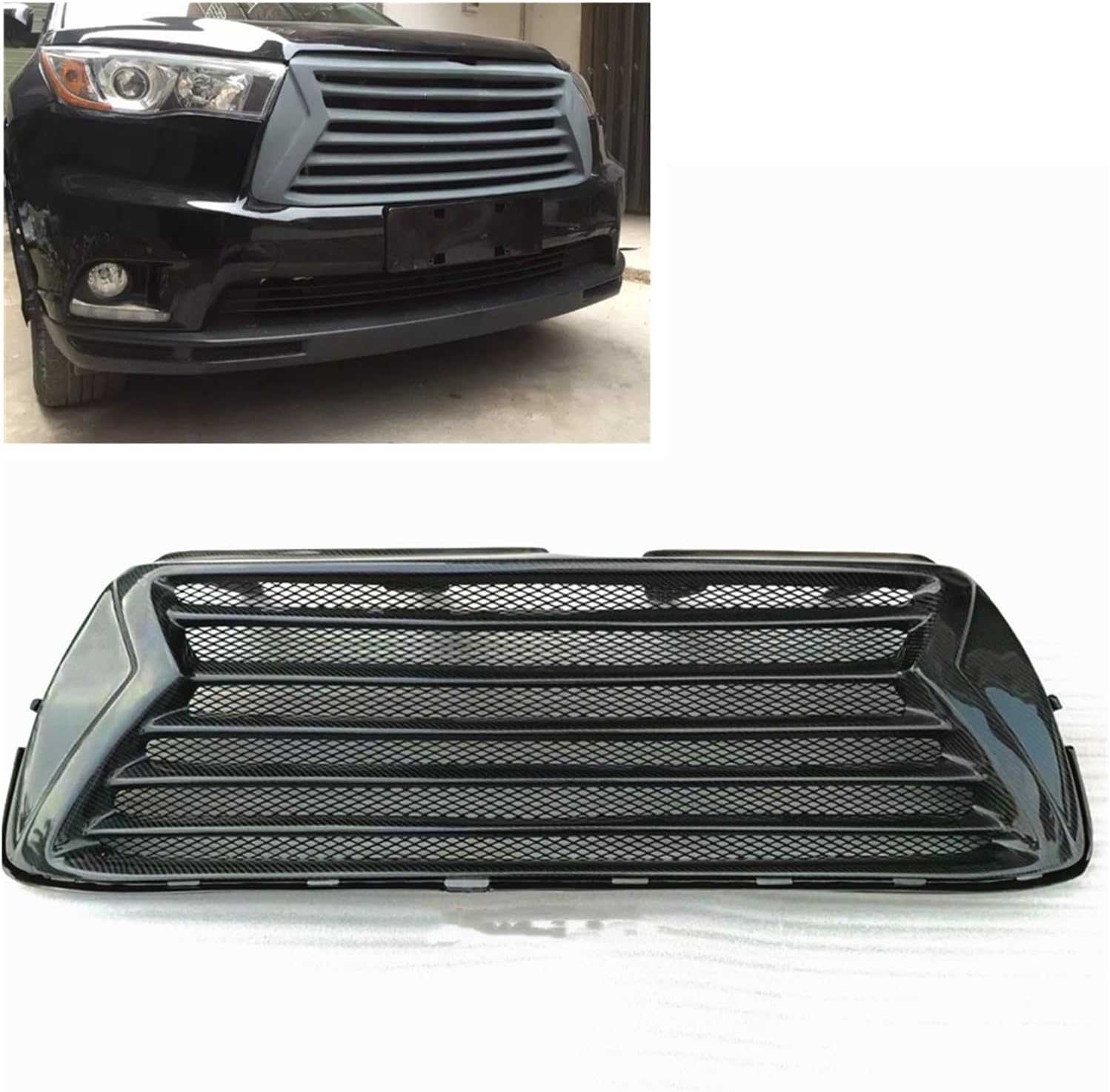 BDWYFAC, BRAND, CATEGORY, GRILLES, Front Grille Compatible For Toyota 2014-2016 Carbon Fiber Car Upper Bumper Hood Radiator Mesh Grid Air Vent Racing Grills