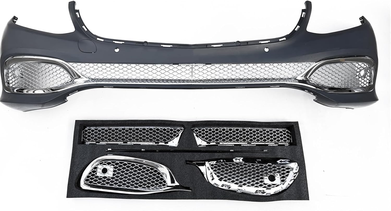 BRAND, BYJXCD, CATEGORY, GRILLES, Front Grille Kit Compatible For Mercedes Benz W213 E Class 2016-2020 Sedan 4-Door Chrome Side Air Vent Lower Bumper Hood Cover Mesh Grill