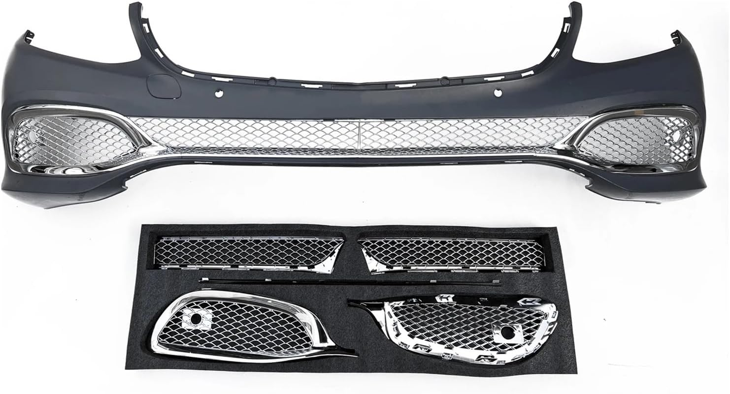 BRAND, CATEGORY, GRILLES, YUNHCA, Front Grille Kit Compatible for Mercedes Benz W213 E Class 2016-2020 Sedan 4-Door Chrome Side Air Vent Lower Bumper Hood Cover Mesh Grill