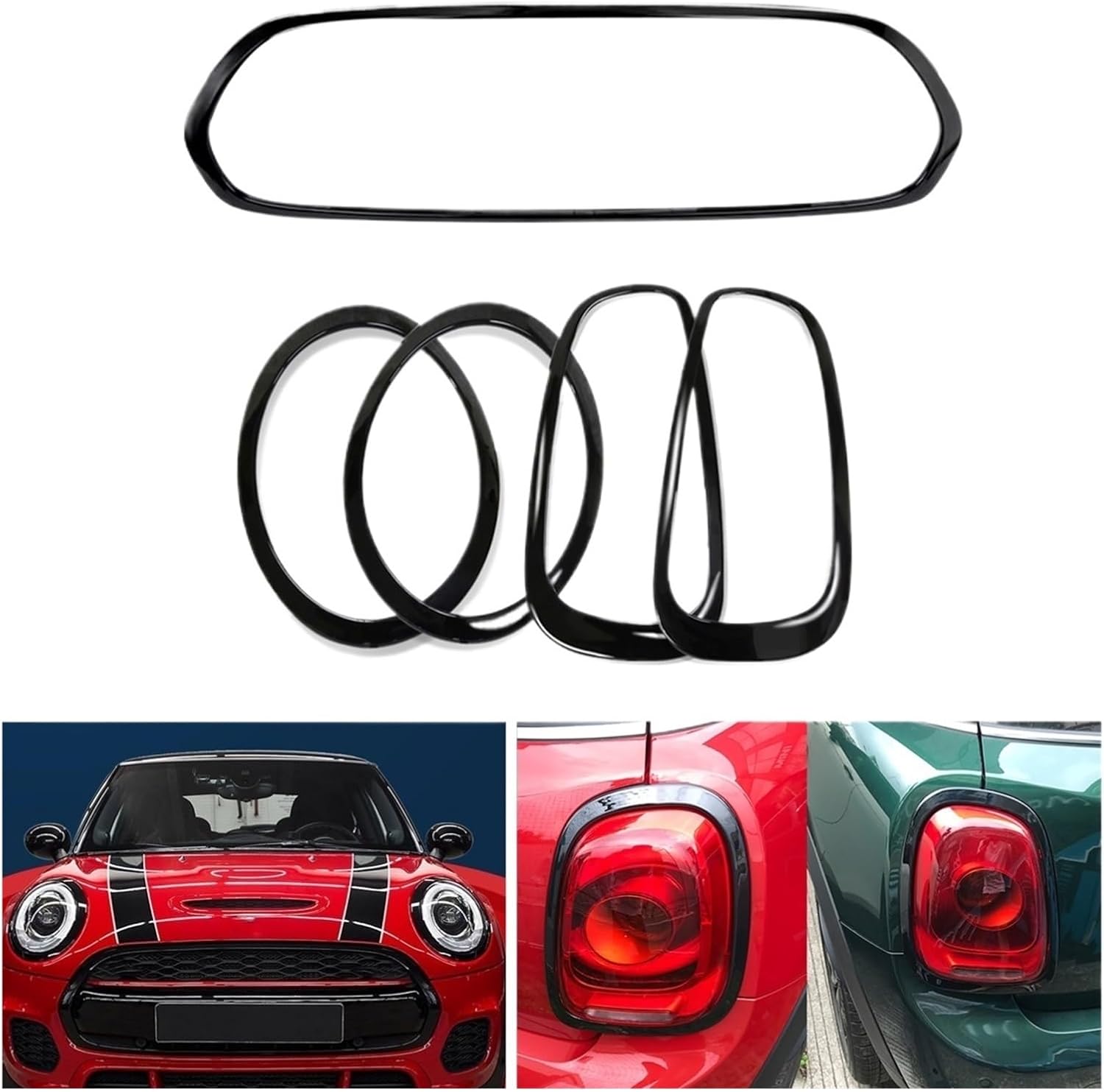 BRAND, CATEGORY, GRILLES, TYJFGJHG, Front Grille Trim Hood Vent Frame & Front Headlight Light & Rear Lamp Cover Strip Rim Compatible For Mini Cooper S F55 F56 F57 2014-2021