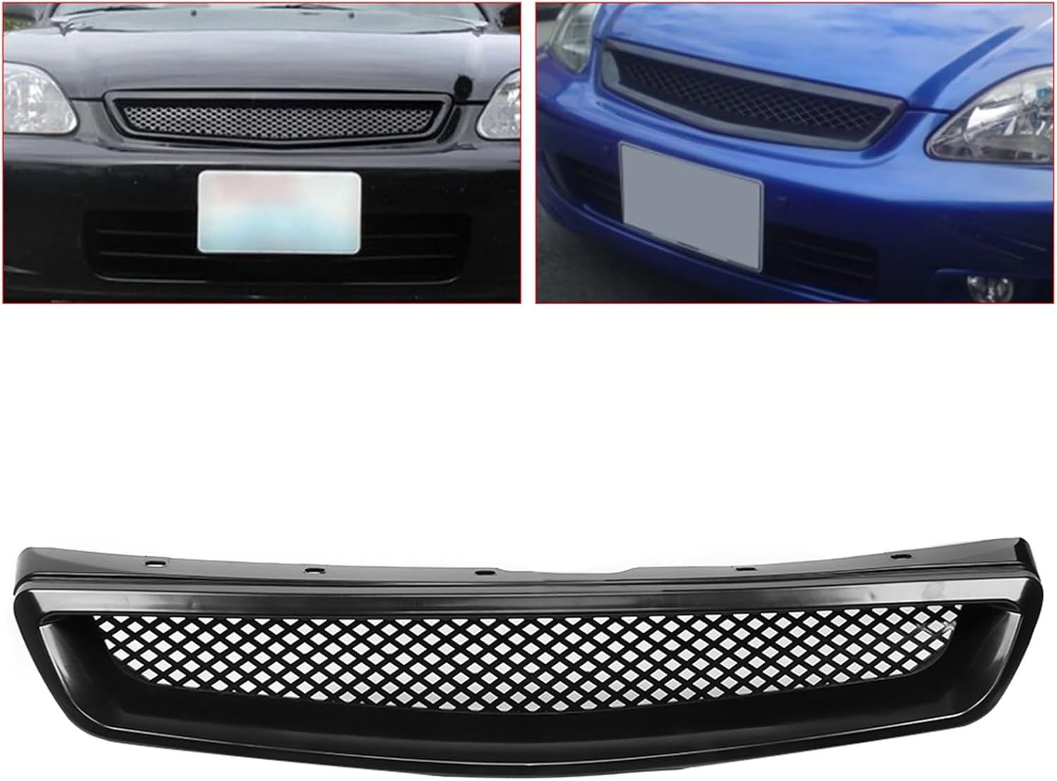 BRAND, CATEGORY, CFTGIW, GRILLES, Front Hood Grill Grille, Front Hood Vent Air Grille Cover, Front Grill Bumper Grille for EK JDM Type R Fit for 1999 ‑ 2000