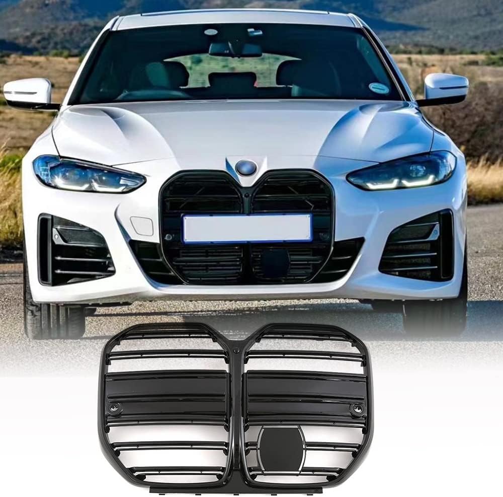 BRAND, CATEGORY, GRILLES, JC SPORTLINE, Front Hood Kidney Grill for BMW 4 Series G26 430i 430i xDrive Gran Coupe Hatchback 4-Door 2021-2022 Gloss Black Front Bumper Grille Factory Outlet