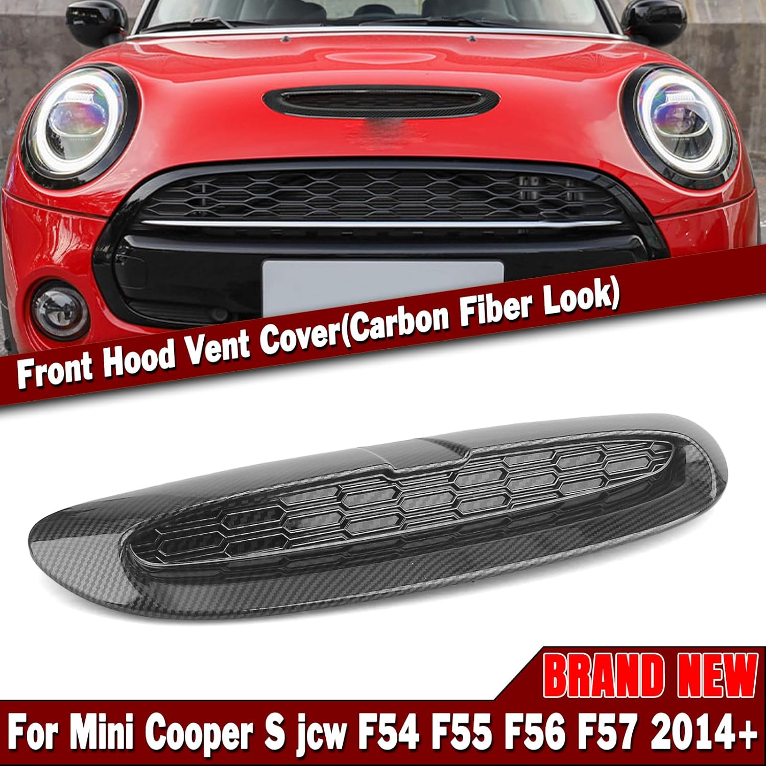 BRAND, CATEGORY, HOOD SCOOPS, KUBYMOTO, Front Hood Scoop Air Vent For Mini Cooper S JCW F54 F55 F56 F57 14-24 CB Look