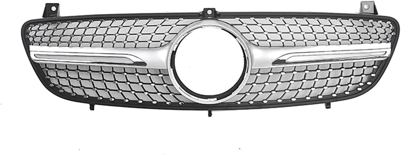 BRAND, CATEGORY, GRILLES, HATAP, Front Racing Grills Diamond Silver Bumper Hood Vent Mesh Grid Fit for Mercedes Benz W639 Viano 2006-2010 Automobile Replacement Parts