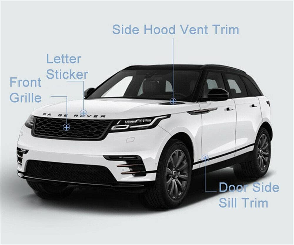 BRAND, CATEGORY, GRILLES, URP, Front Side Hood Grille Mesh Bar Vent Letter Sticker Fits for Range Rover Velar 2018-2023