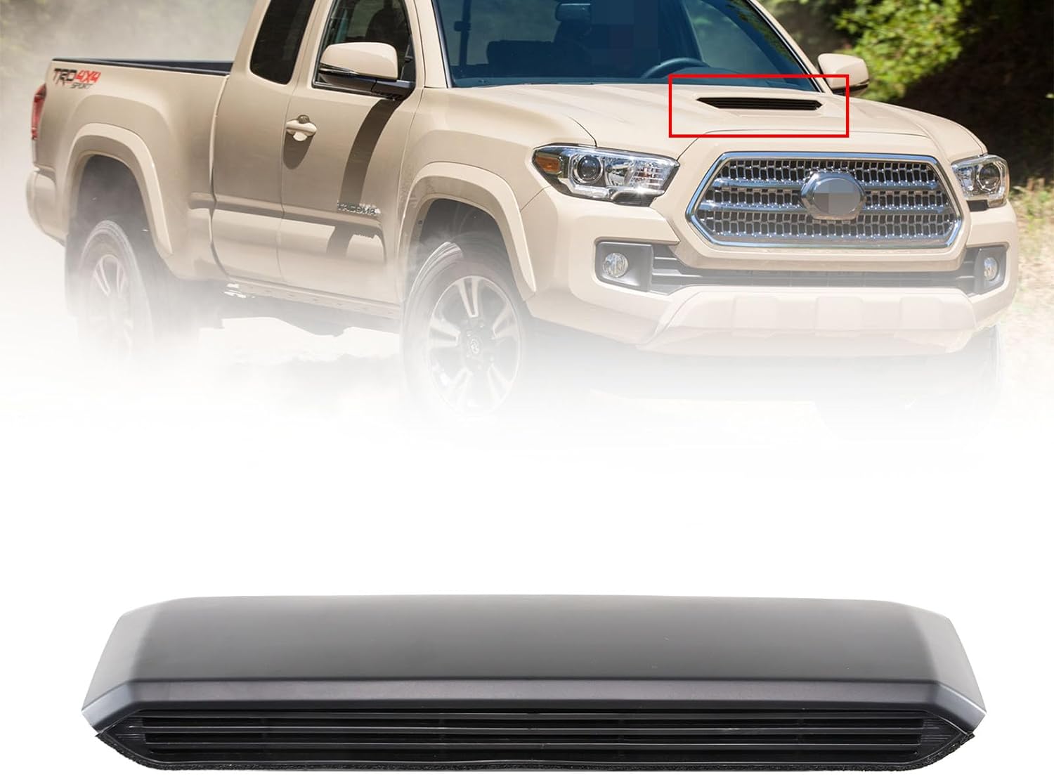 1409KMT, BRAND, CATEGORY, HOOD SCOOPS, Front Upper Hood Scoop Duct Replacement for 2016-2022 To-yo-ta Tacoma TRD Replaces #76181-04900