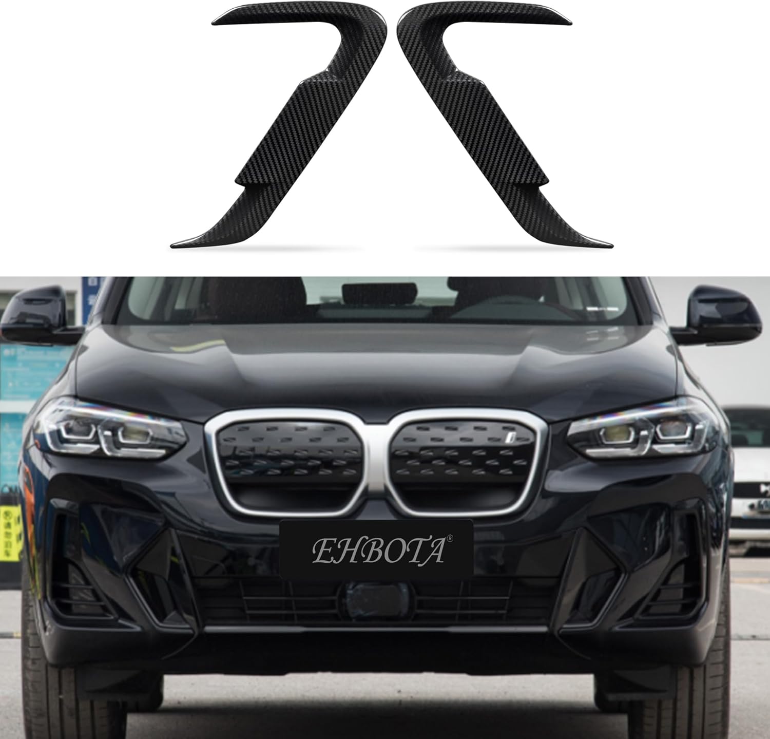 BODY KITS, BRAND, CATEGORY, EHBOTA, G08i Real Dry Carbon Fiber LCI Fender Side Vent Trim,Exterior Accessories Hood Vents,Fit for BMW IX3 Series G08i BEV SQ Style 2022-IN 2Pcs/Set