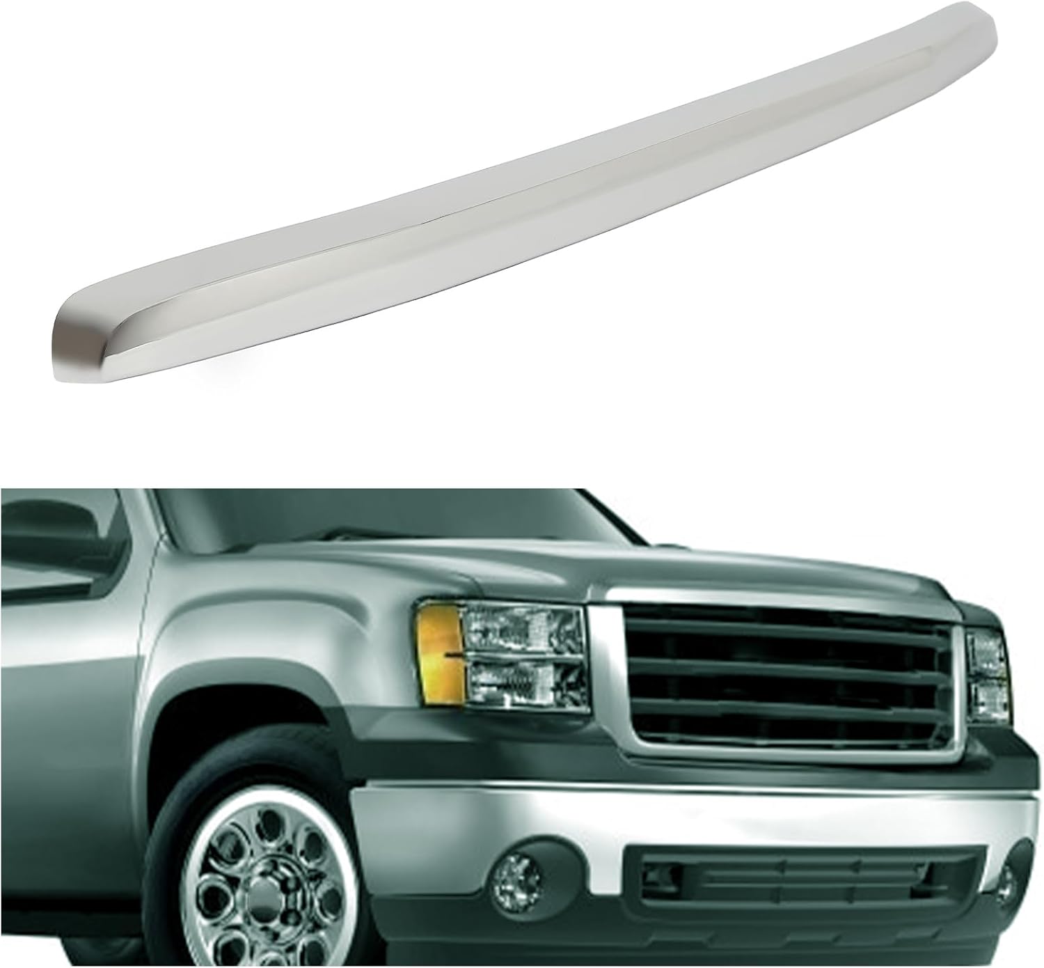 BRAND, CATEGORY, HECASA, HOODS, HECASA Front Hood Molding Trim Hood Panel Compatible with 2011-2014 GMC Sierra 2500HD 3500HD Replacement for GM1235119 20963701 Chrome Silvery ABS