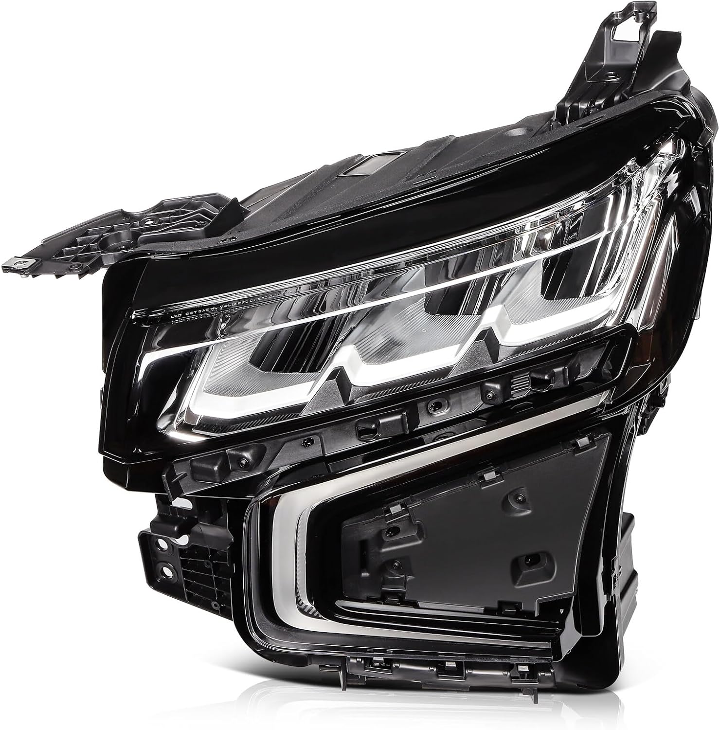 BRAND, CATEGORY, HEADLIGHT ASSEMBLIES, LBRST, Headlight Assembly for Chevy Tahoe 2021-2023 Black Housing Clear Reflector Clear Lens Drive Side Headlamp GM2502511 84934279