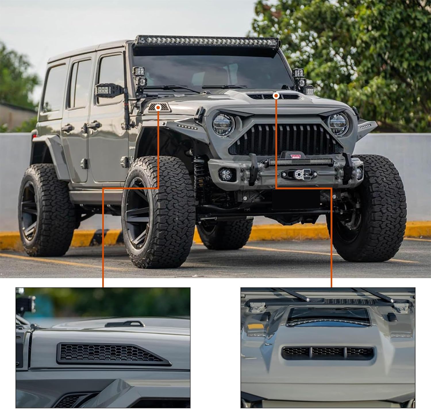 BRAND, CATEGORY, HOODS, Z8, Heat Dispersion Hood Compatible with 2007-2018 Jeep Wrangler JK JKU Replacement Hood Space Capsule Hood (Black)