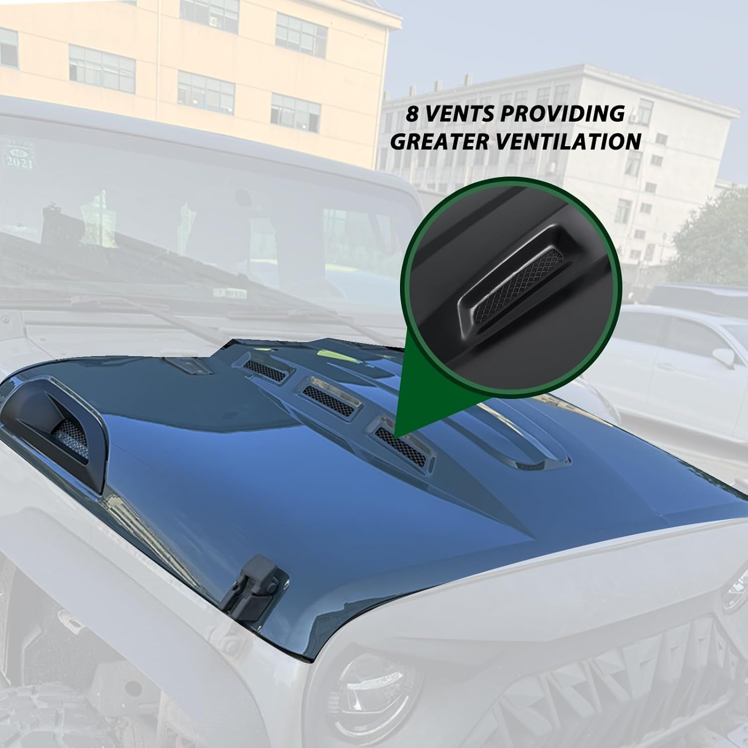 BRAND, CALLIERT, CATEGORY, HOODS, Heat Dispersion Hood Compatible with Jeep Wrangler JL 2018-2024 Steel Hood with Air Vents