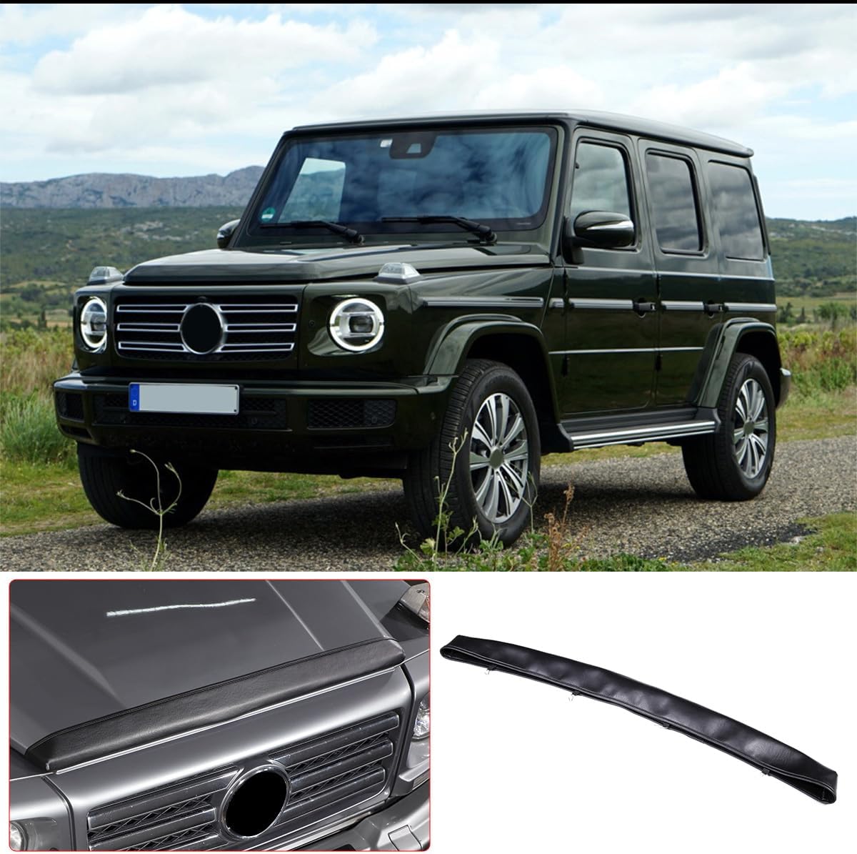 BODY, BRAND, CATEGORY, TUMUKIW, Hood Protector Car Hood Protector Bra Car Front Hood Cover Leather Protector Cover Compatible with Mercedes-Benz G-Class W463 G63 G65 G55 G500 G550 G350d 2004-2018 Exterior Accessories