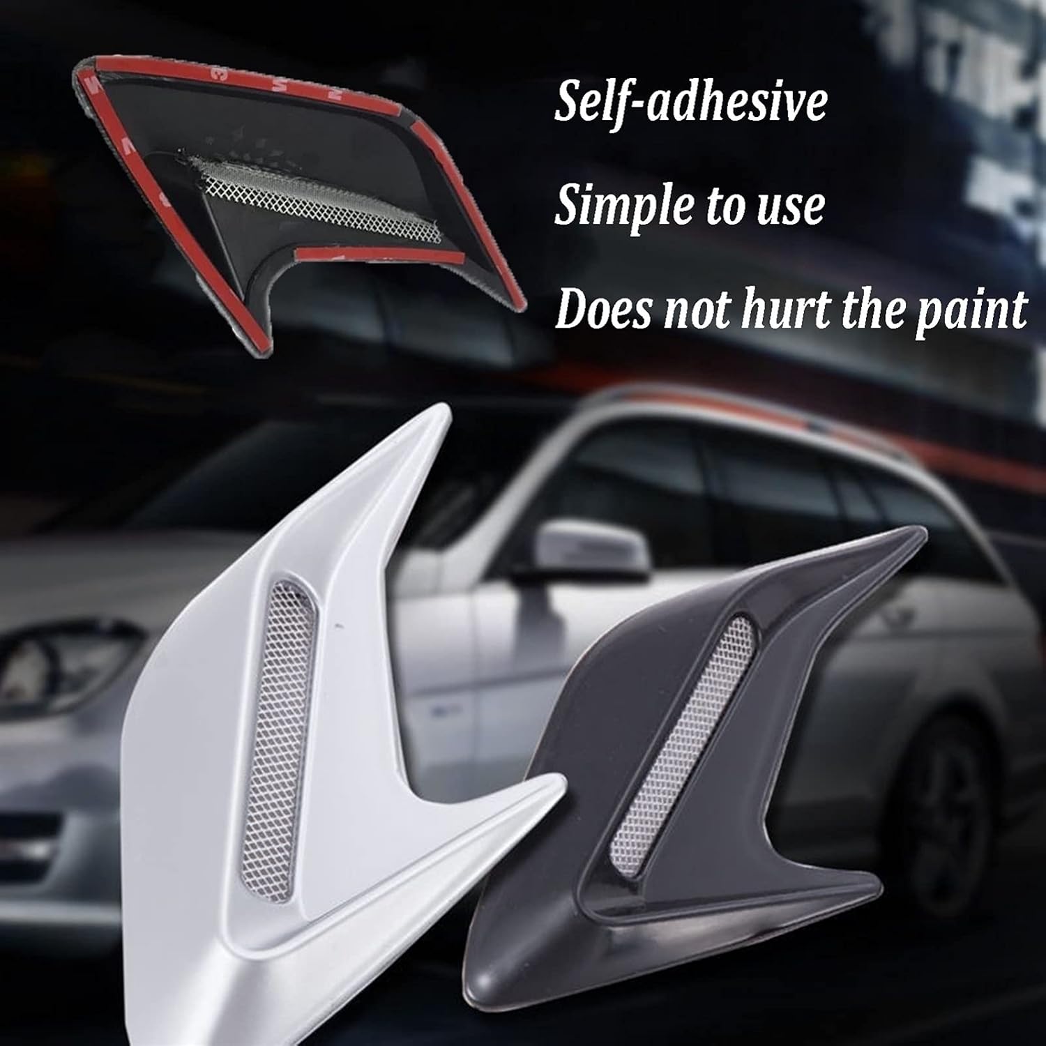 AGYHAM, BRAND, CATEGORY, HOOD SCOOPS, Hood Scoops 2 Pcs Car Air Flow Intake Scoop Universal Car Decorative, Turbo Bonnet Vent Cover Rigid Plastics Flow Intake DIY Stickers