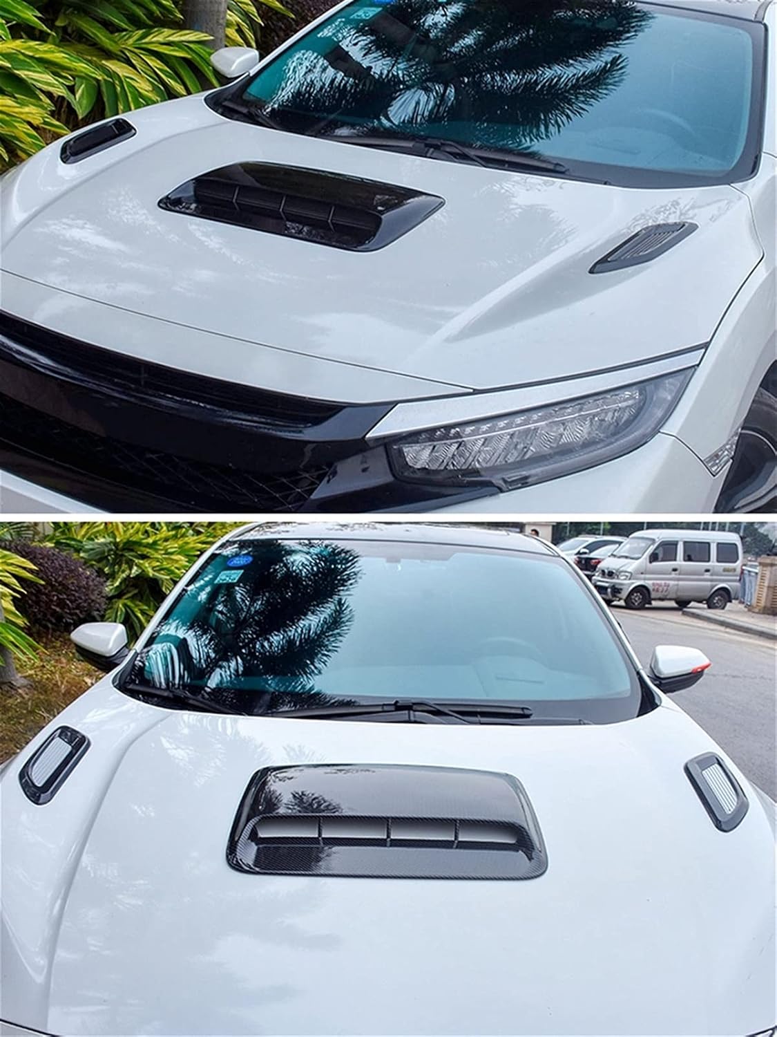 AGYHAM, BRAND, CATEGORY, HOOD SCOOPS, Hood Scoops Air Flow Vent Hood Car Decorative Air Flow Intake, Air Flow Hood Scoop Rigid Plastics Flow Intake DIY Stickers (Color : Pearl White-2, Size : Style2)