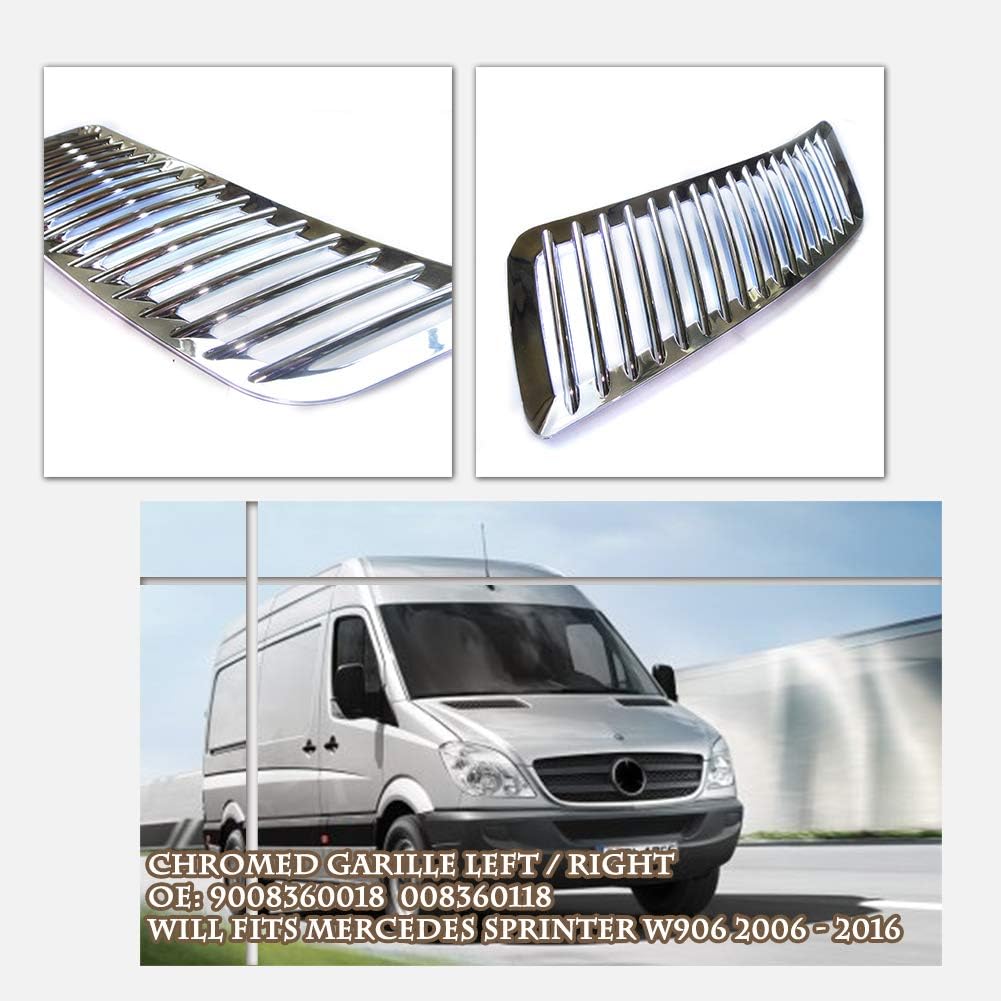 BRAND, CATEGORY, GRILLES, WXQP, Hood Upper Vent Grille Chrome Trim Pair Left & Right Compatible with Mercedes Benz Sprinter W906 2006 Onwards OE 9008360118,9008360018