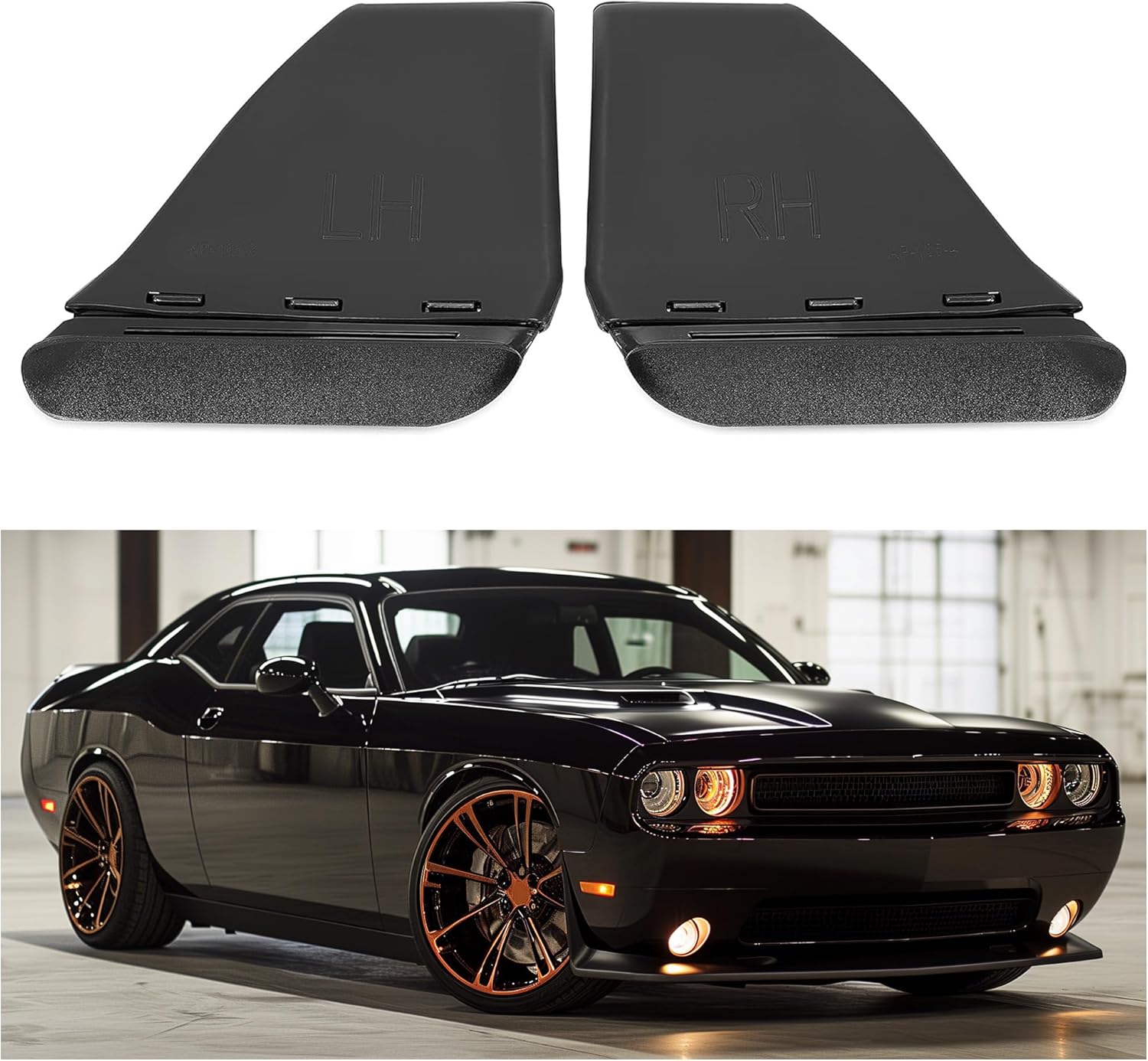 BRAND, CATEGORY, HOOD SCOOPS, KUAFU, KUAFU Pair Hood Scoop Vent Compatible with 2008-2014 Dodge Challenger R/T SRT Replace for Part Number 55399338AB 55399339AB Left & Right