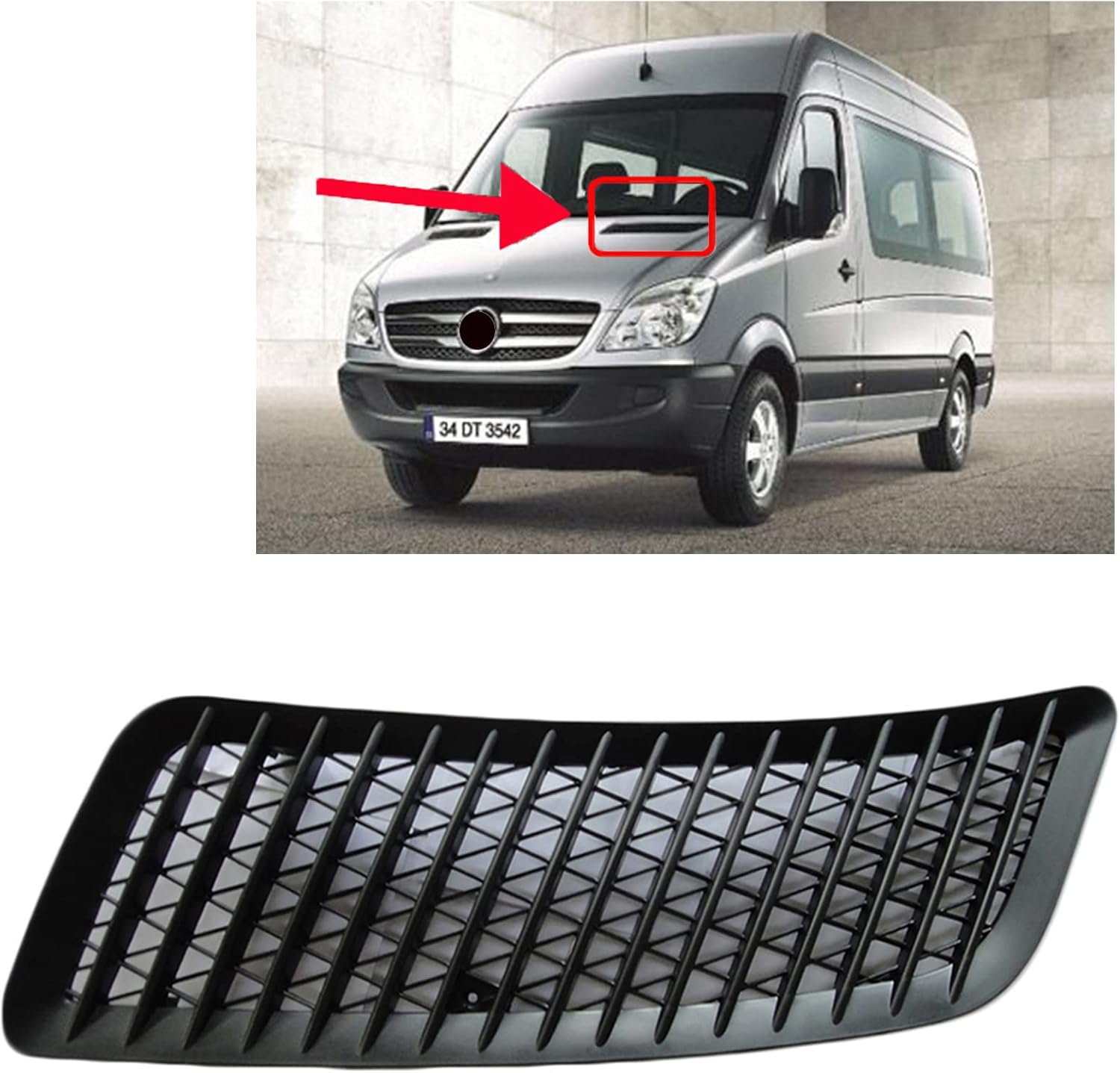 BRAND, CATEGORY, GRILLES, WXQP, Left Black Hood Upper Vent Grille Trim Kit for Mercedes Van Sprinter 906 VW Crafter 2006-2021 OE 9008360018