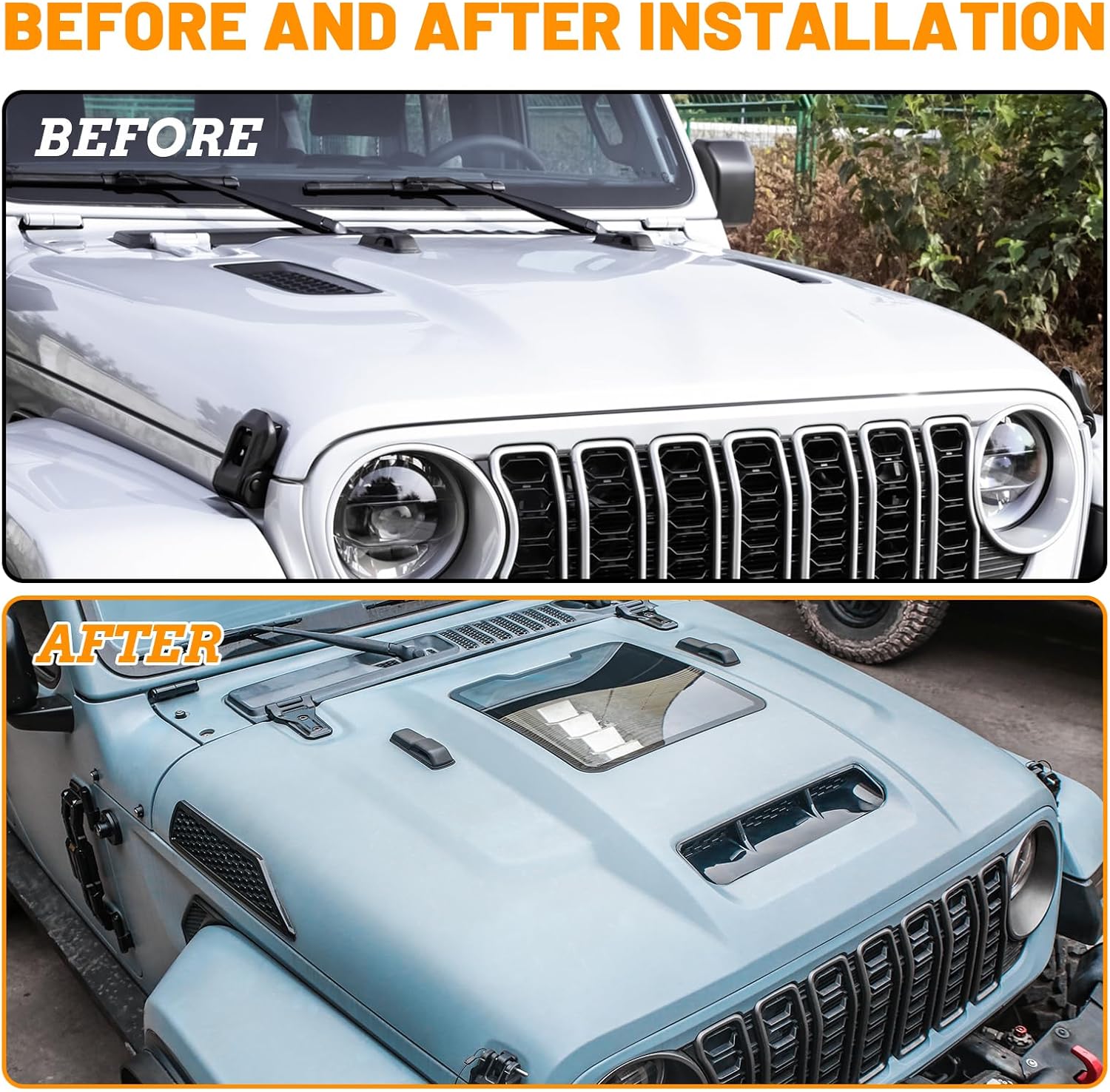 BRAND, CATEGORY, HOODS, MAIKER OFF ROAD, MAIKER Replacement Hood with Functional Air Vents Heat Dispersion Hood for 2018-2023 Jeep Wrangler JL JLU(Not for Mojave or 392 models) & Gladiator