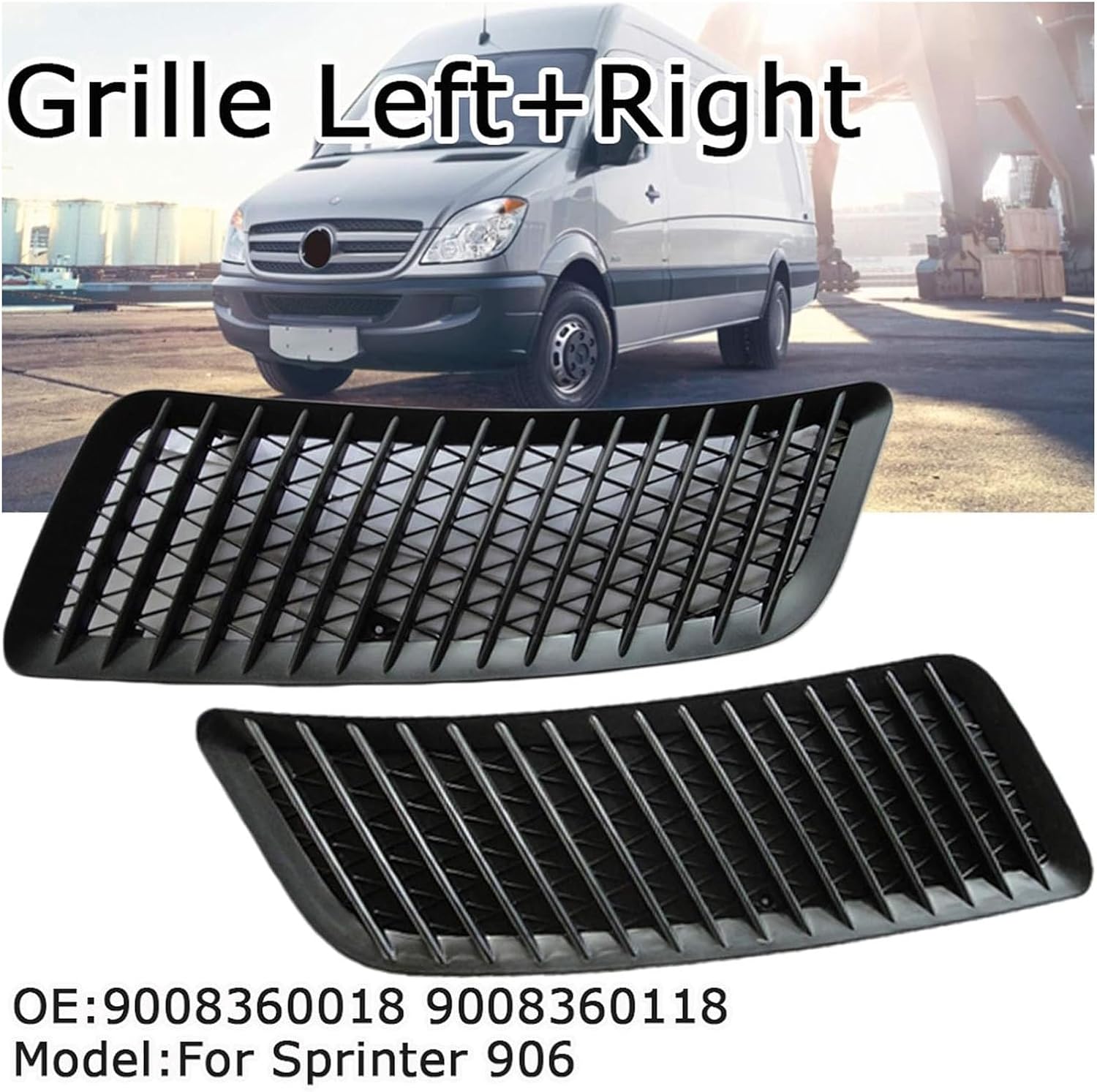 BRAND, CATEGORY, GRILLES, MP&PV, MP&PV Auto Parts Sprinter Hood Air Vent Grill, Replacement Assembly Front Bumper Hood Ventilation Grille for Mercedes Sprinter W906 2006 Onwards OE:9008360118,9008360018 (1PCS-Black-Right)