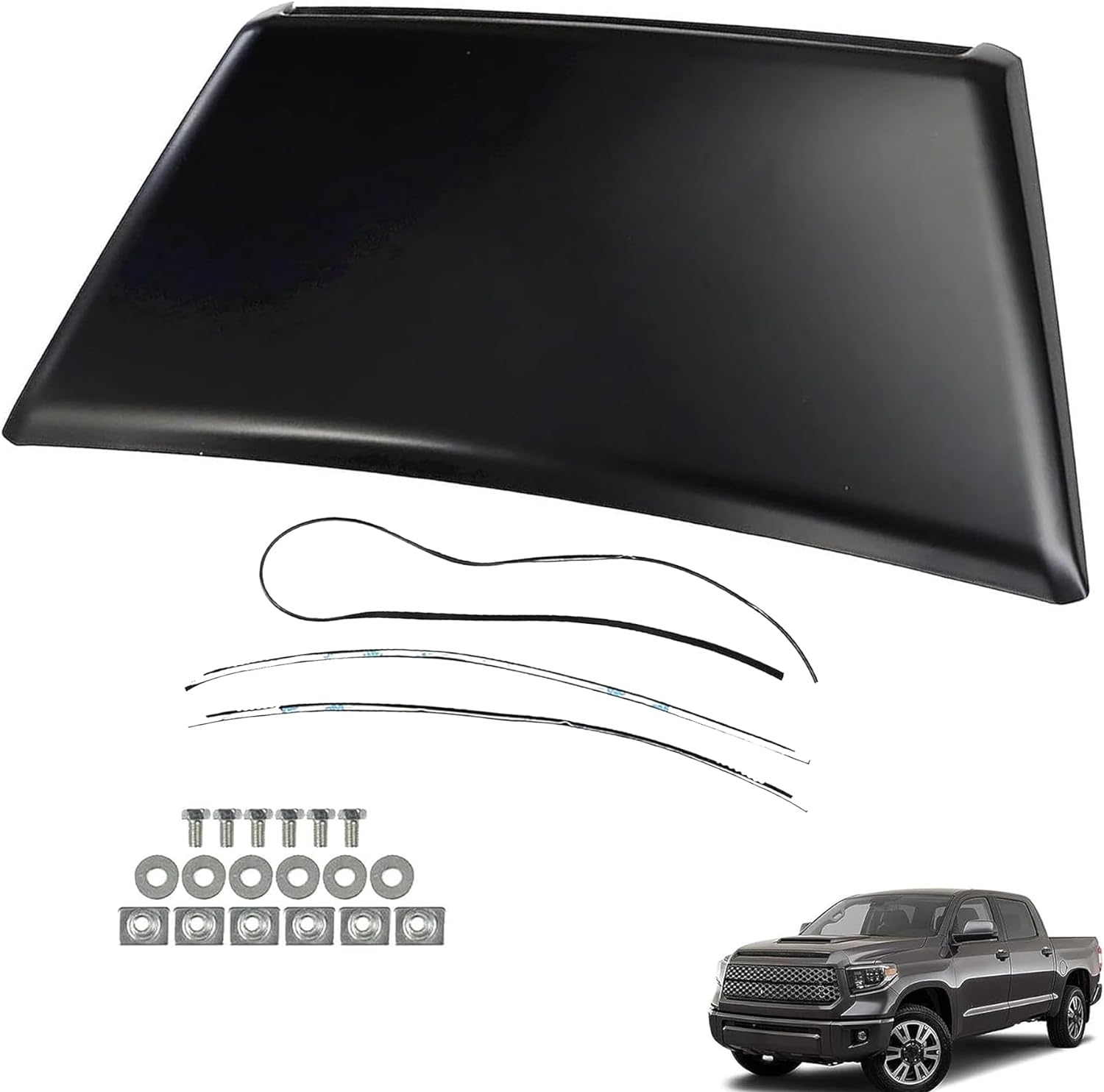 BRAND, CATEGORY, HOOD SCOOPS, MUNIRATER, Matte Black Hood Scoop Vent Bulge Front Upper Replacement for 2014-2021 Tundra 7618134900 76183-34010