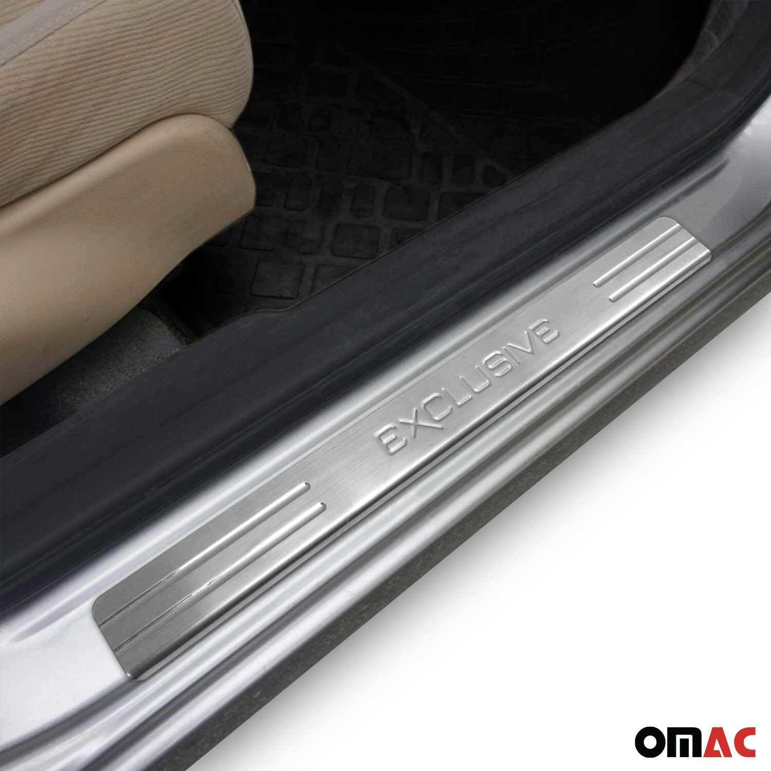 BRAND, CATEGORY, DOOR ENTRY GUARD, OMAC, OMAC Exclusive Chrome Door Sill Scuff Plate Guard Stainless Steel Trim 4 Pcs.