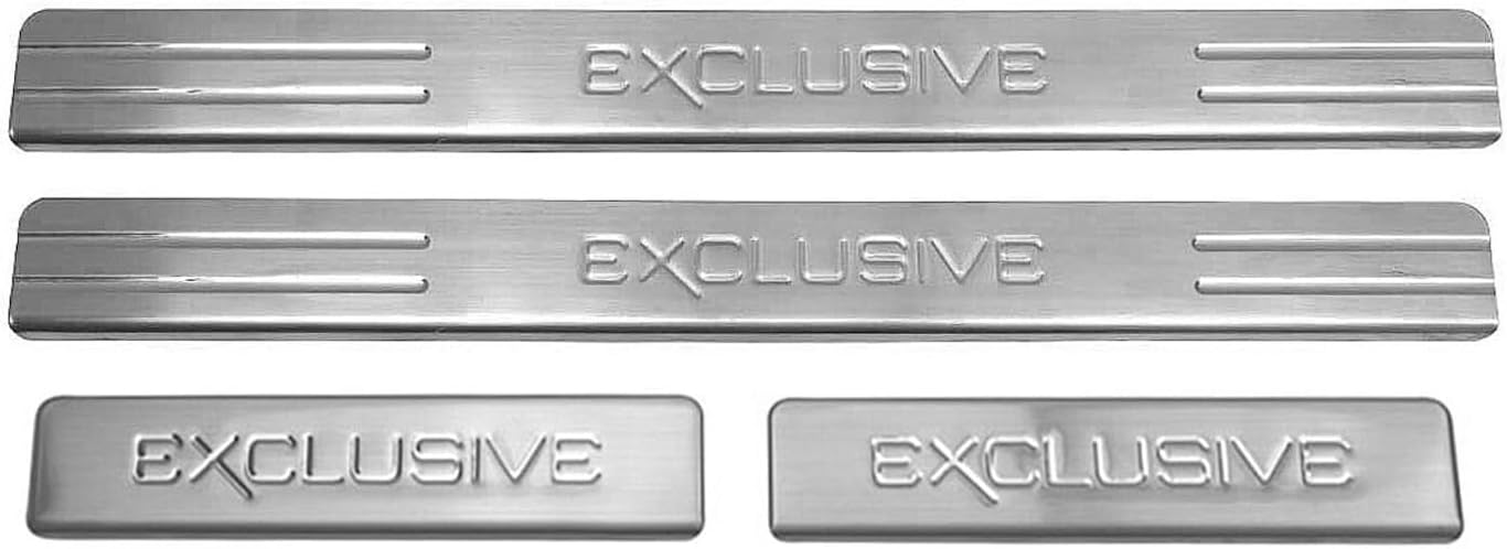 BRAND, CATEGORY, DOOR ENTRY GUARD, OMAC, OMAC Exclusive Chrome Door Sill Scuff Plate Guard Stainless Steel Trim 4 Pcs.