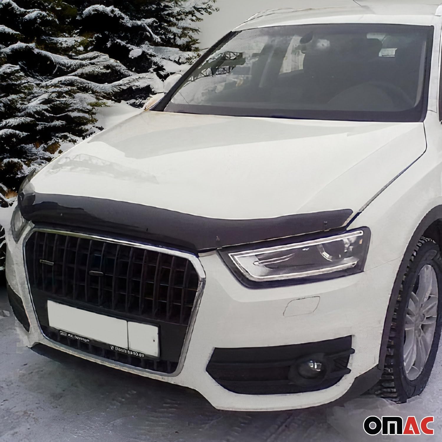 BODY, BRAND, CATEGORY, OMAC, OMAC Front Bug Shield Hood Deflector Guard for Audi Q3 / Q3 Quattro 2013-2018 Black