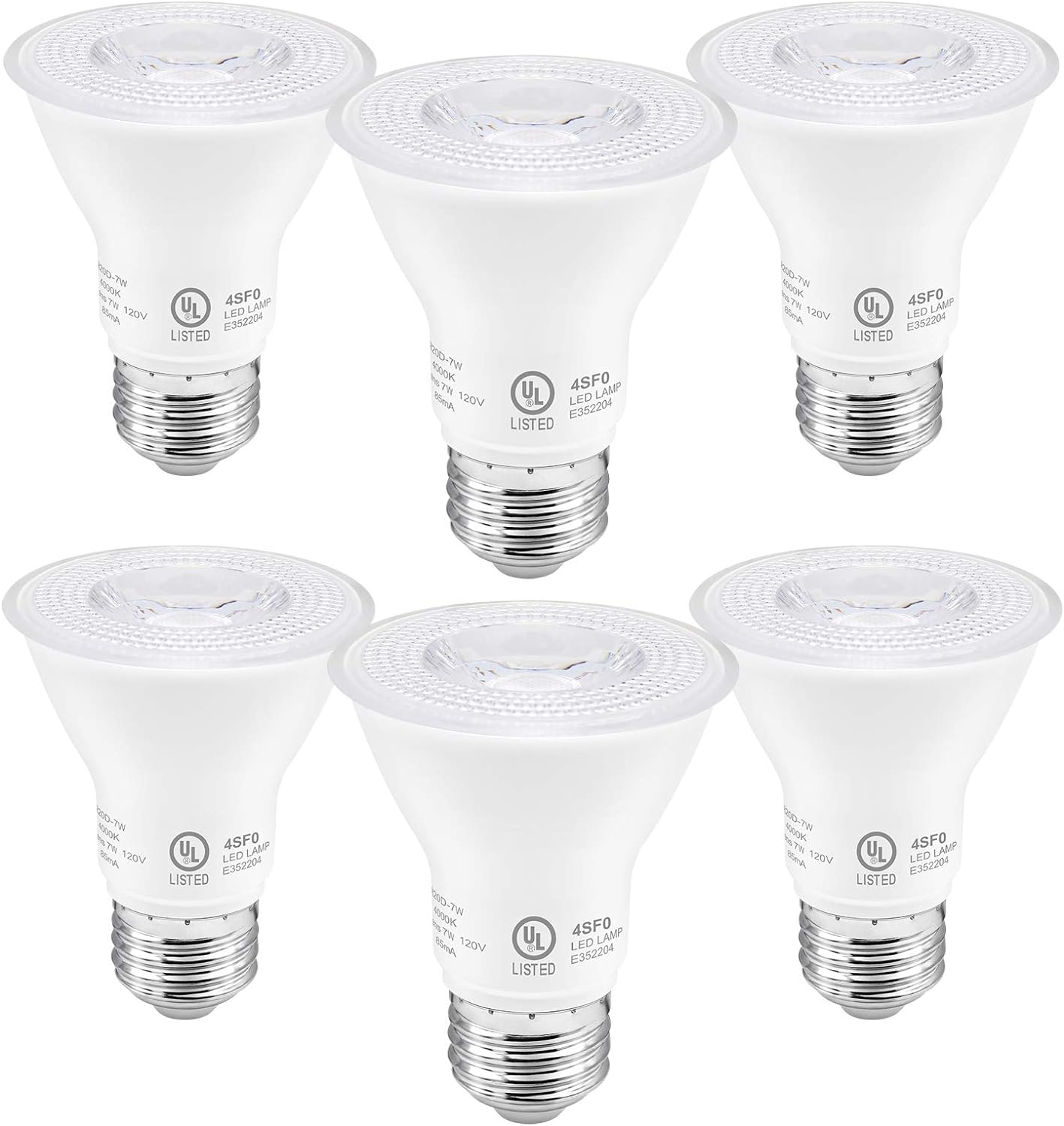 BRAND, CATEGORY, LED BULBS, LEDLIGHTSWORLD, PAR20 LED Bulbs UL Listed, Dimmable Light Bulb, 7 Watt(60W Equivalent) Spotlight, E26 Base, 2700K Warm White Flood Light Bulbs for Living Room Kitchen Pantry Hotels Showroom, Indoor/Outdoor (6 Pack)