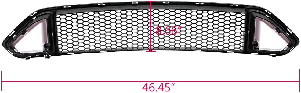 BRAND, CATEGORY, GRILLES, PIT66, PIT66 Front Bumper Upper Grille with DRL LED Accent Vent Lights, Compatible with 2013-2014 Ford Mustang Honeycomb Mesh (Except Shelby Models) Hood Grill