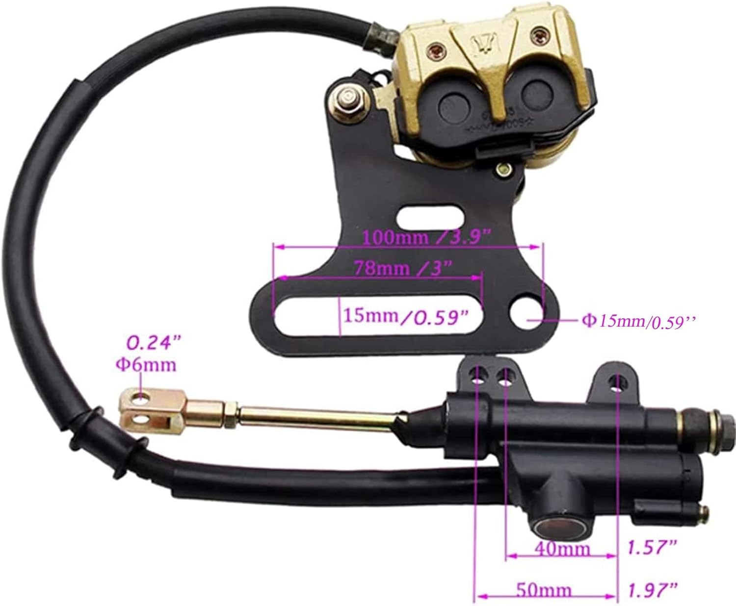 BRAKE ACCESSORIES, BRAND, CATEGORY, PRO BAT, PRO BAT 15mm Rear Brake Caliper Master Cylinder for Chinese Dirt Pit Bike Baja SSR Apollo Taotao Roketa Sunl SSR 50cc 70cc 90cc 110ccc 125cc 200cc 15mm Wheel Shaft